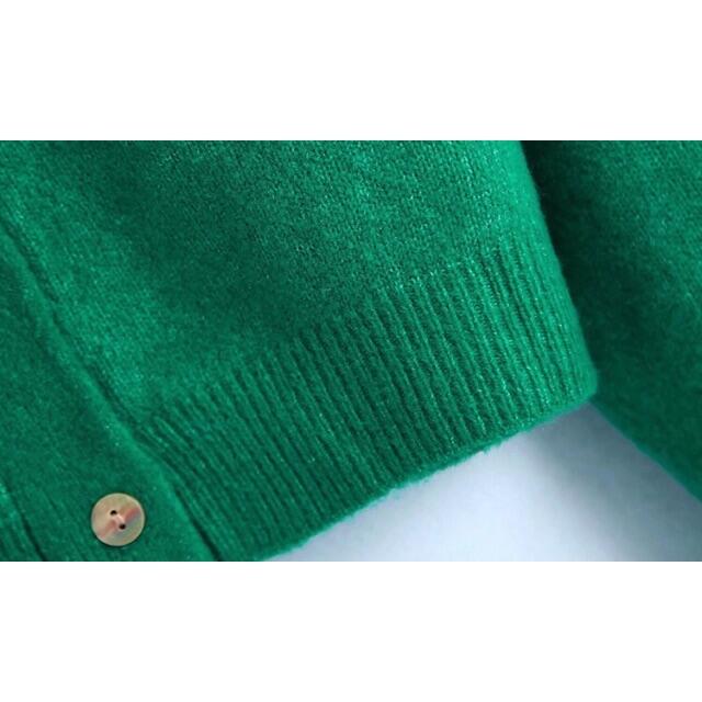 ZARA(ザラ)の🎄12月新作🎅7052◆green グリーン リーフ 刺繍 ニット カーディガン レディースのトップス(カーディガン)の商品写真