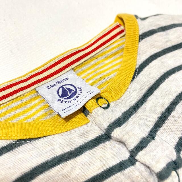 PETIT BATEAU(プチバトー)の【プチバトー】ボーダー カットソー 長袖 ロンT シャツ 24M 86 ロゴ キッズ/ベビー/マタニティのキッズ服男の子用(90cm~)(Tシャツ/カットソー)の商品写真