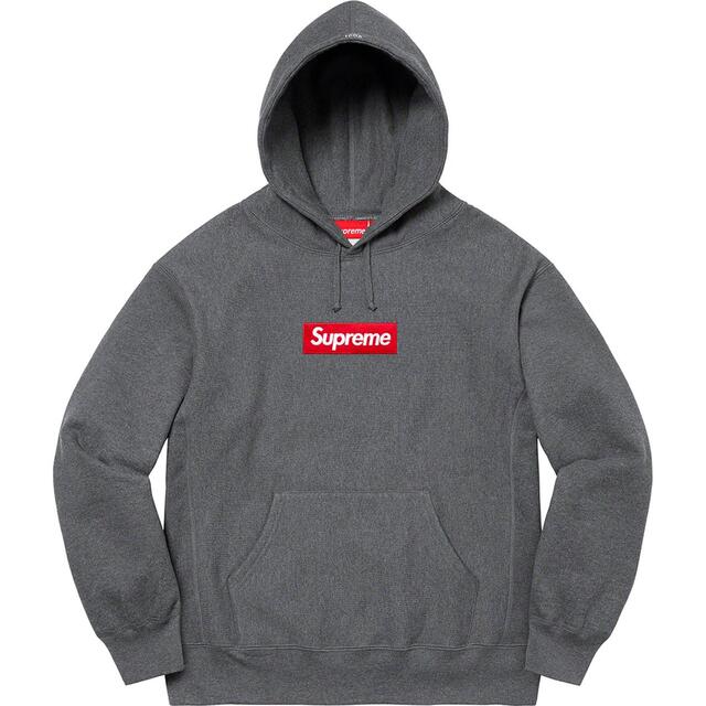 評価369！灰M Supreme Box Logo Hooded パーカー