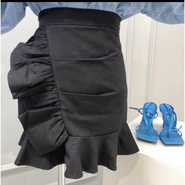 STYLENANDA(スタイルナンダ)のstylenanda フリル ミニスカート ブラック タイト レイヤード  M レディースのスカート(ミニスカート)の商品写真