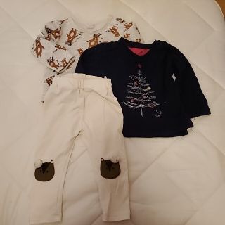 ベビーギャップ(babyGAP)の【3点セット　クリスマス】トップス2枚&パンツ1本　80cm(シャツ/カットソー)