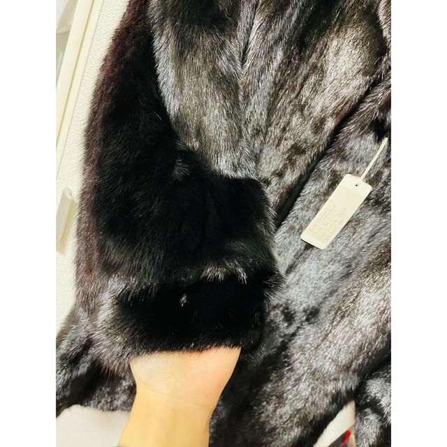 新品タグ付き MAXIM チュニック丈ミンクコート ブラック size L 毛皮