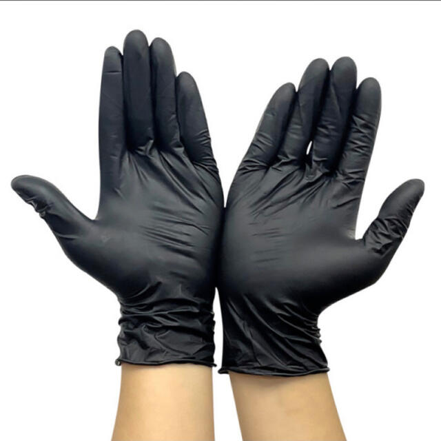 使い捨て手袋 ニトリルグローブ 黒 粉なし 3箱セット(S M L各100枚入