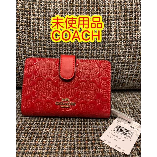 COACH - 少し訳あり コーチ 財布 二つ折り財布 赤 エナメル レッド の ...