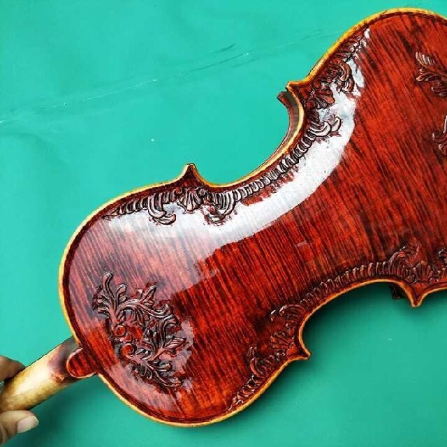 品質のいい 駒付き　ハイグレード手彫りのバイオリン4/4 木製赤ワインバイオリンプロの楽器 ヴァイオリン 5