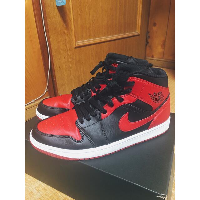 39brednike air jordan 1 mid 'bred`29cm(品)