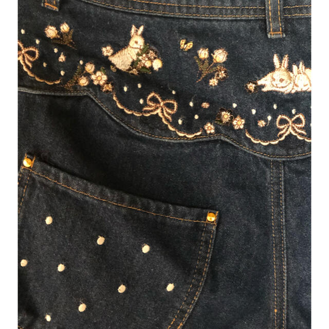 フランシュリッペ うさぎ刺繍デニムパンツ S - デニム/ジーンズ