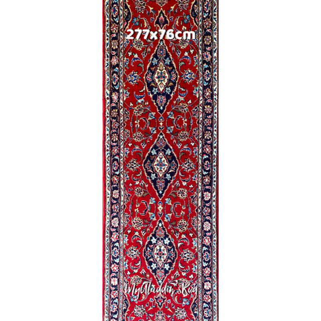 カシャン産 ペルシャ絨毯 ランナー 277×76cm