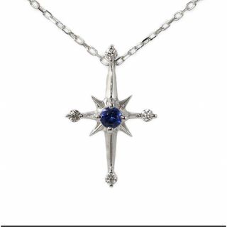 スタージュエリー(STAR JEWELRY)のスタージュエリー K18 WG サファイア ダイヤ クロスネックレス(ネックレス)