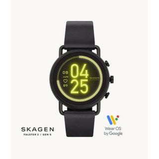 新品同様品！Skagen FALSTER 3 ブラックレザースマートウォッチHR(腕時計(デジタル))