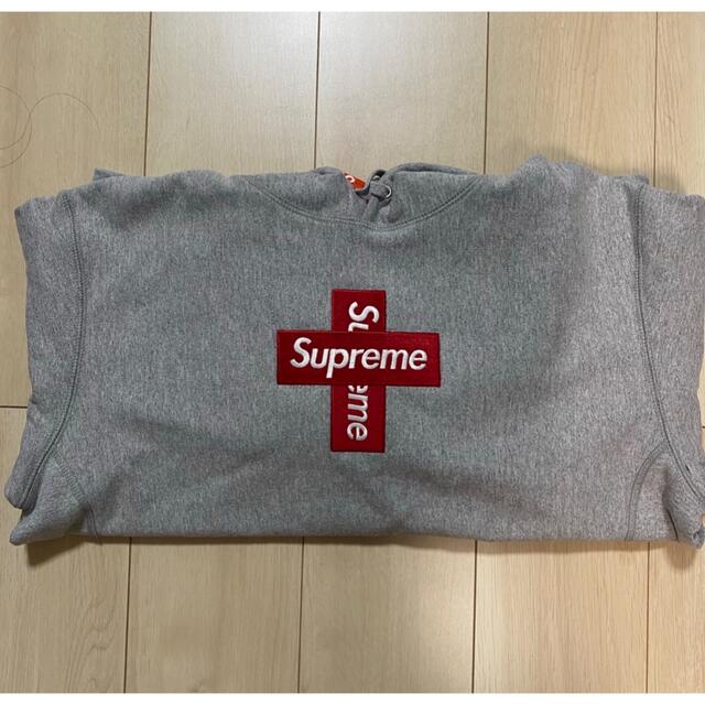 supreme cross box logo hooded grey S