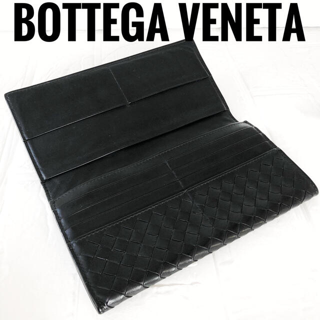 Bottega Veneta(ボッテガヴェネタ)のボッテガヴェネタ 長財布 レザー イントレチャート 財布 黒 メンズのファッション小物(長財布)の商品写真