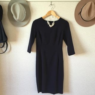 ザラ(ZARA)のZARA ネイビーワンピース キレイめ 着画あり(ひざ丈ワンピース)