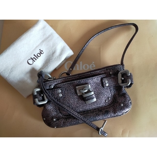 クロエ(Chloe)のChloe クロエ パディントン アクセサリーポーチ メタリック 濃茶系 本革製(ハンドバッグ)