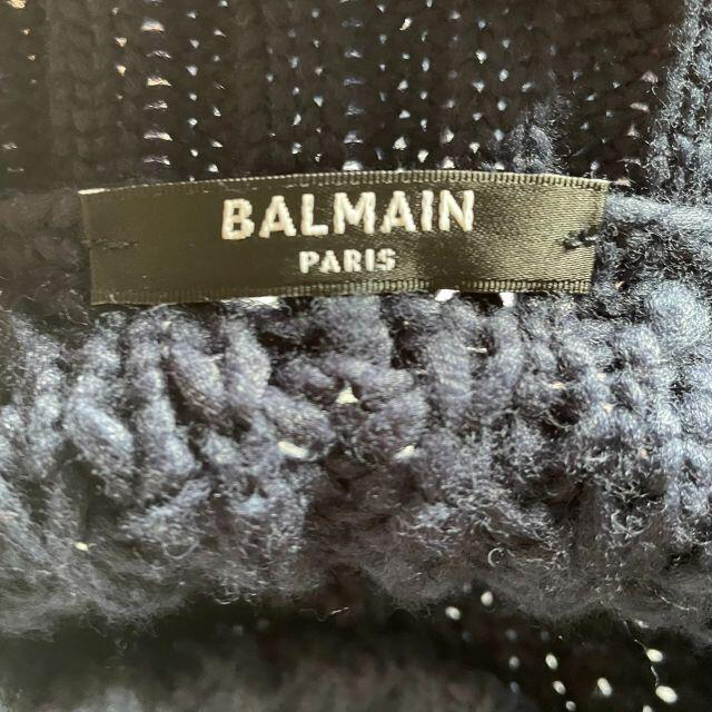 Balmain バルマン ケーブルニット 肩ボタン ネイビー 海外最新