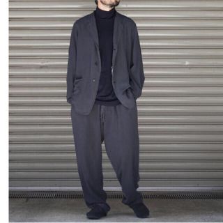 COMOLI 21AW シルクネル ドローストリングパンツ2 FADE NAVY