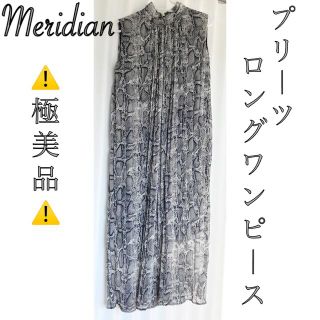 ⚠️極美品⚠️✨USED✨meridian スネーク柄プリーツワンピース(ロングワンピース/マキシワンピース)