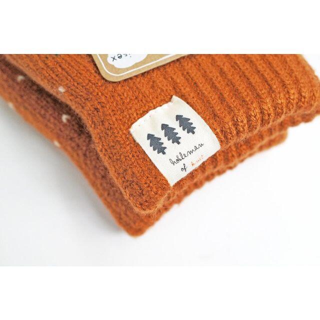 ハート・ドット ニットグローブ 手袋 裏ボア オレンジ レディースのファッション小物(手袋)の商品写真
