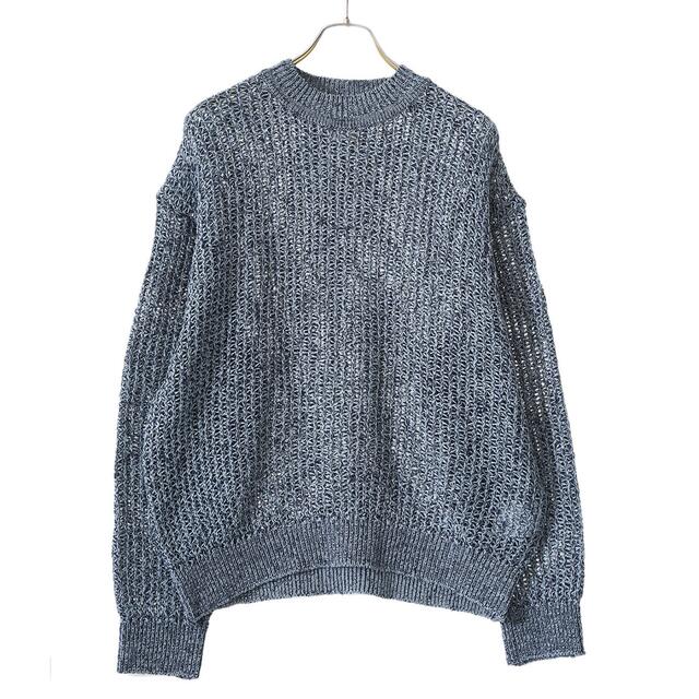 yashikiyoke large meshed crew neck rib knit 3