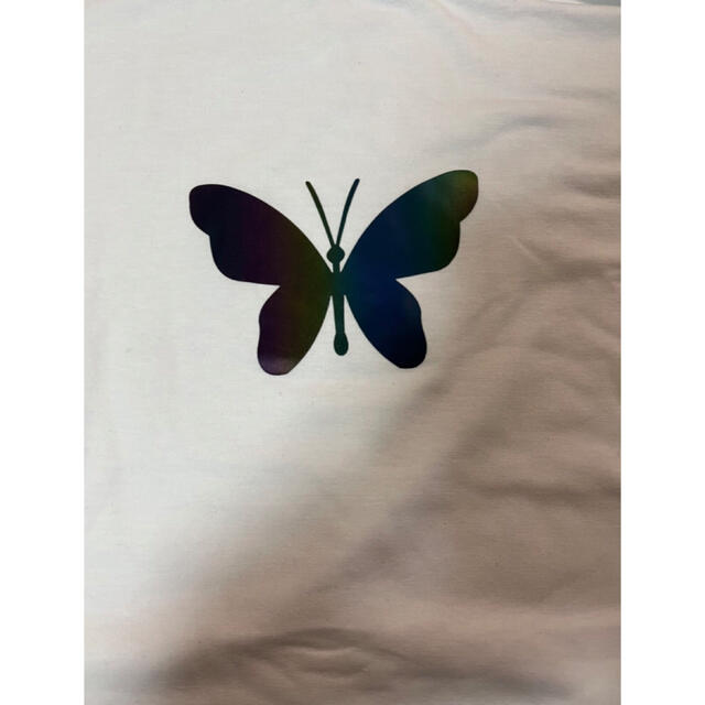バタフライ　蝶柄　アゲハ　ロングTシャツ　リフレクター　ビッグシルエット⭐️白 メンズのトップス(Tシャツ/カットソー(七分/長袖))の商品写真