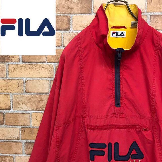 【フィラ】90s 旧ロゴ　アノラックジャケット　ナイロン　刺繍ロゴ　ハーフジップ | フリマアプリ ラクマ