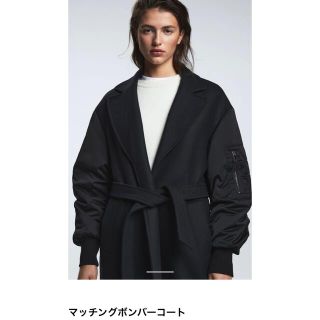 完売品 美品 ZARA マッチングボンバーコート ブラック オレンジ M ロング