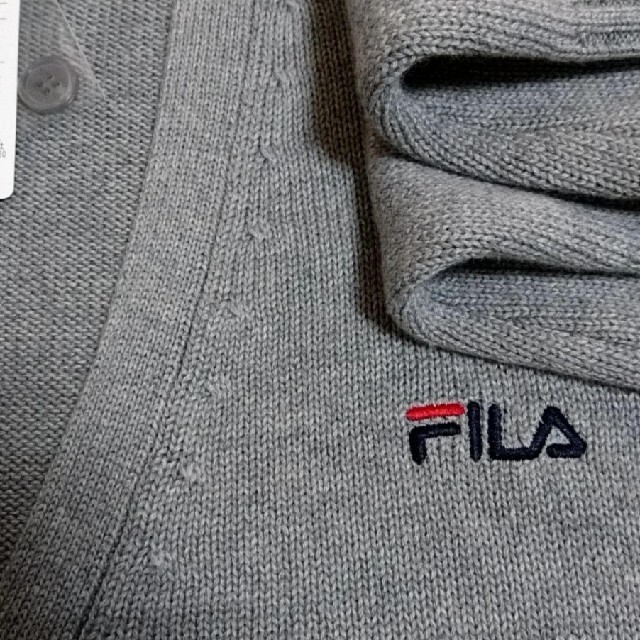 FILA(フィラ)のフィラ　スクール レディースカーディガン　グレー　Lサイズ　ロング丈　暖かい レディースのトップス(カーディガン)の商品写真