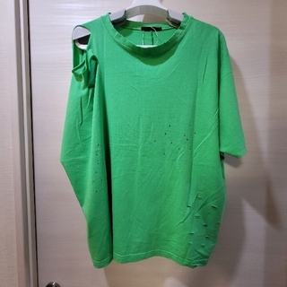 スピンズ(SPINNS)の【SPINNS】ネオンカラー ダメージTシャツ グリーン(Tシャツ(半袖/袖なし))