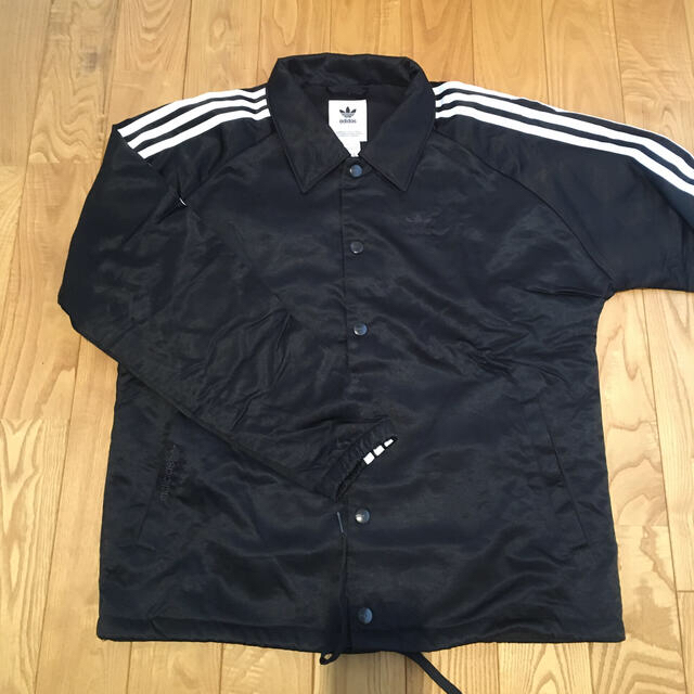 adidas サテンコーチジャケット黒 ブラック 常田着 未使用 L adidas サテンコーチジャケット黒 ブラック 常田着 未使用 L