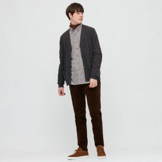 ユニクロ(UNIQLO)の定番 UNIQLO プレミアムラムVネックカーディガン ダークグレー L(カーディガン)