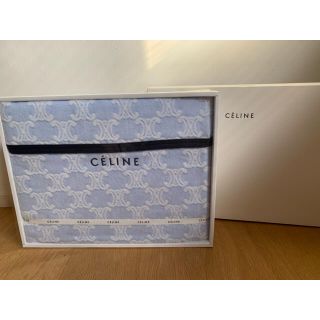 セリーヌ(celine)の新品！セリーヌ　綿毛布　CELINE  マカダム柄　水色×白(毛布)