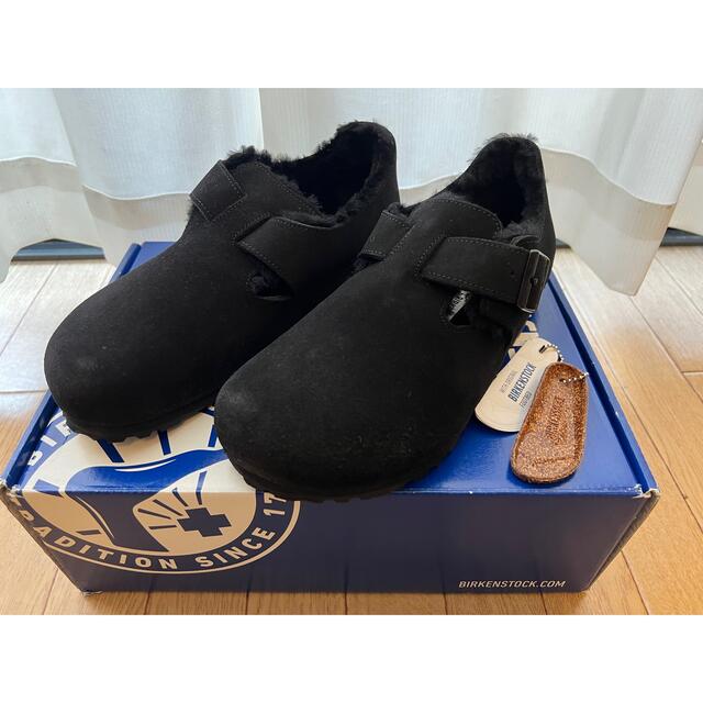 【新品未使用】BIRKENSTOCK London　黒　37ラムスキンボアアウターソール