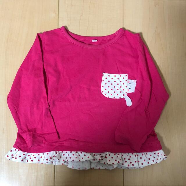 中古品　キッズ　ロンT  90cm キッズ/ベビー/マタニティのキッズ服女の子用(90cm~)(Tシャツ/カットソー)の商品写真