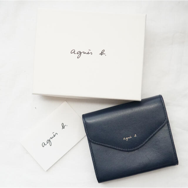 極美品 agnes b アニエスベー 折財布 銀ロゴ ミニウォレット ネイビー | フリマアプリ ラクマ