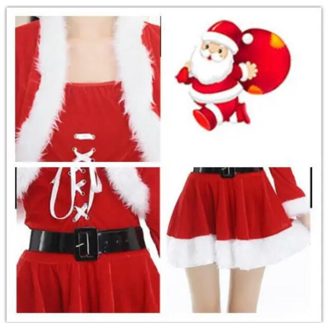 ☆クリスマス☆　サンタ コスプレ サンタ 　4点セット エンタメ/ホビーのコスプレ(衣装一式)の商品写真