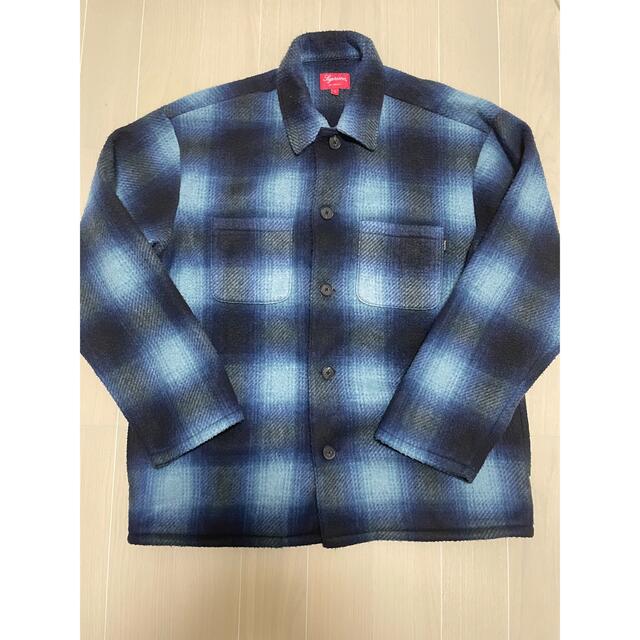 Supreme Shadow Plaid Fleece Shirt L ブルー