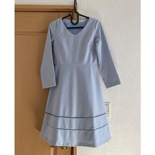 プロポーションボディドレッシング(PROPORTION BODY DRESSING)のプロポーションボディドレッシング ティアードレースフレアーワンピース 水色(ひざ丈ワンピース)