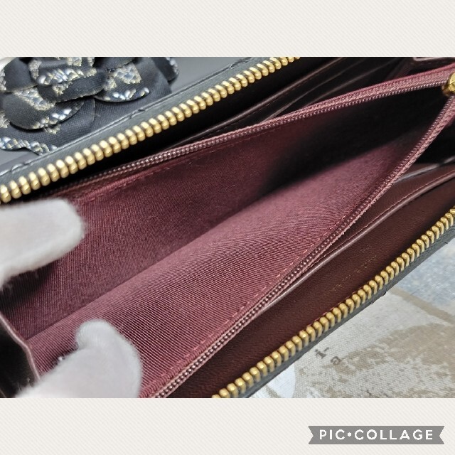 極美品 CHANEL マトラッセ ラウンドジップ 長財布 ブラック✕ゴールド