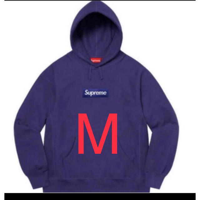 Supreme Box Logo Hooded Sweatshirt navy紺