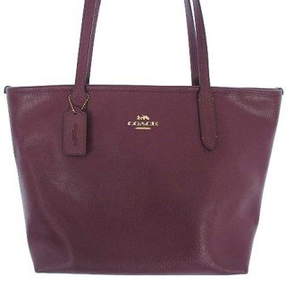 コーチ(COACH)のコーチ 83857 クロスグレイン レザー ジップ トップ トート バッグ 紫(トートバッグ)