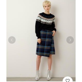 バナーバレット(Banner Barrett)のBANNER BARRETT CHECKED WOOL SKIRT 美品(ひざ丈スカート)