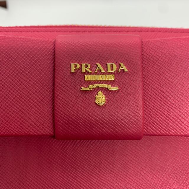 PRADA(プラダ)の【極美品✨】PRADA サフィアーノ リボン ラウンドファスナー 長財布 ピンク メンズのファッション小物(長財布)の商品写真