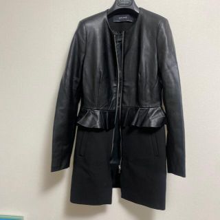 ザラ(ZARA)のZARA レザーコンビジャケット(ノーカラージャケット)