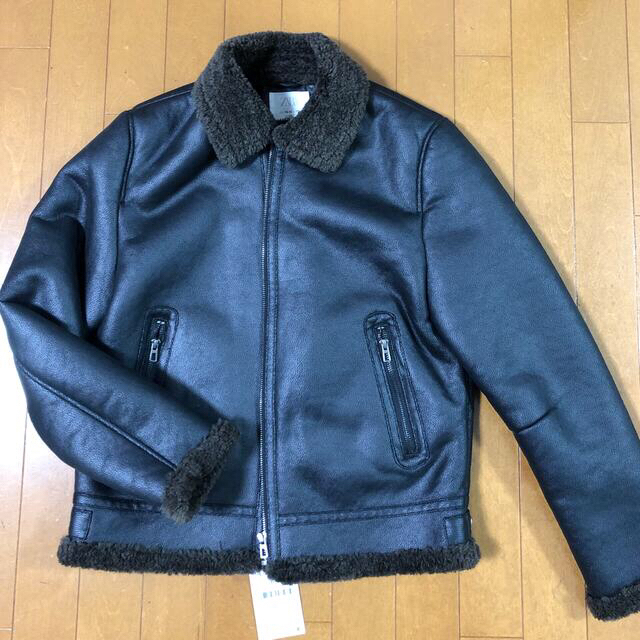 キッズ服男の子用(90cm~)ZARA レザー風ジャケット 13-14歳 164㎝ タグ付き