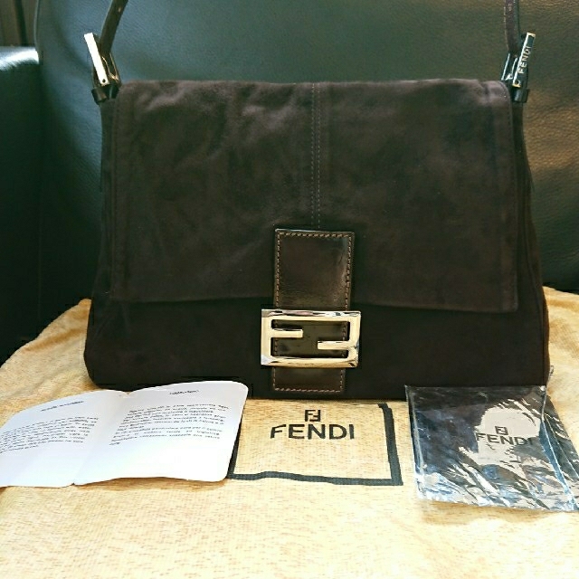 ビンテージ FENDI ブラウン スエード マンマバゲット ショルダーバッグ