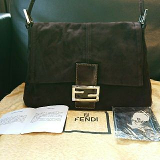 フェンディ(FENDI)のビンテージ FENDI ブラウン スエード マンマバゲット ショルダーバッグ(ハンドバッグ)