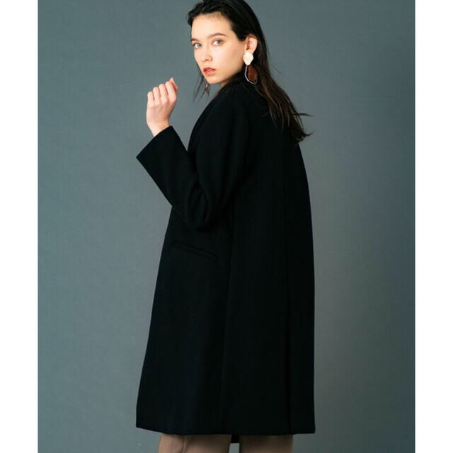 STUDIOUS(ステュディオス)のUNITED TOKYO 黒 ノーカラーコート☆ユナイテッド トーキョー レディースのジャケット/アウター(チェスターコート)の商品写真