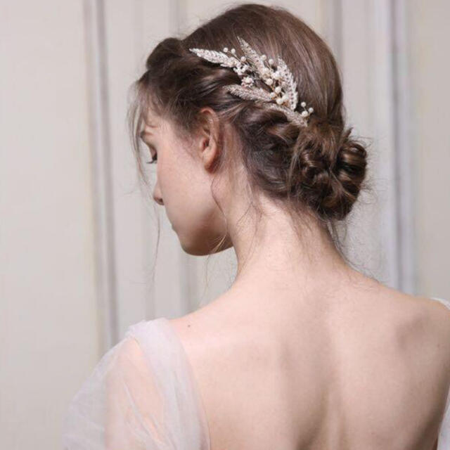 ブライダルアクセサリー　ヘッドドレス　ウェディング　髪飾り　和装　結婚式　ゴール ハンドメイドのウェディング(ヘッドドレス/ドレス)の商品写真