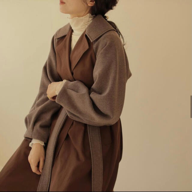 volume tuck wool trench coat