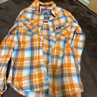 アバクロンビーアンドフィッチ(Abercrombie&Fitch)の極度乾燥 SUPERDRY ネルシャツ シャツ オレンジ チェック(Tシャツ/カットソー(半袖/袖なし))